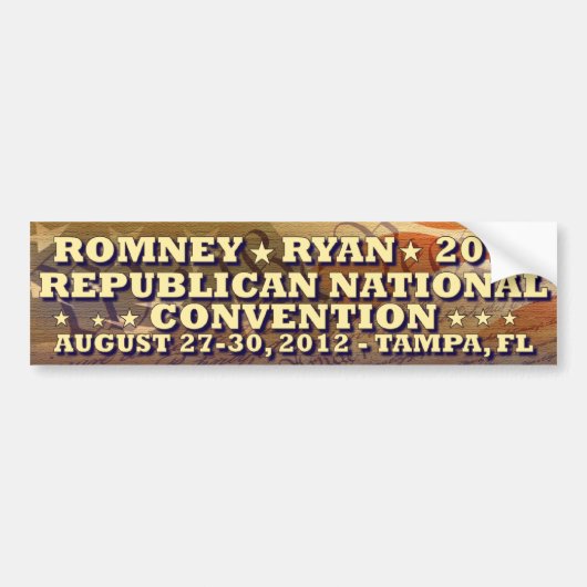 Romney - Ryan - Nationaal Verdrag van de republike Bumpersticker (Voorkant)