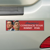 Romney Ryan Portrait America's Comeback Team Red Bumpersticker (Op auto)