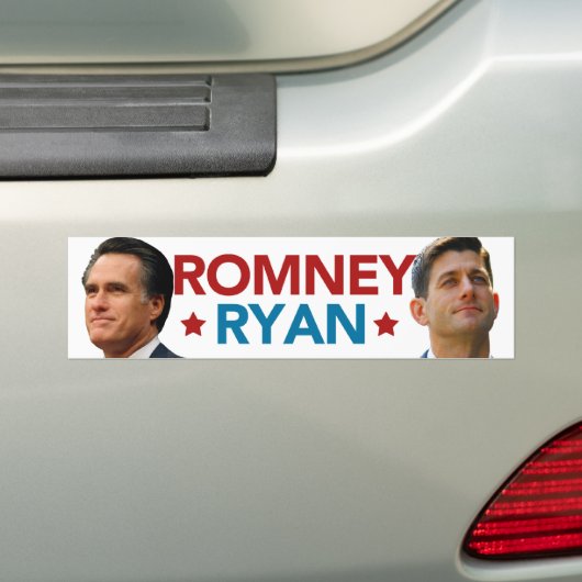 Romney Ryan Portrait Bumpersticker (Wit) (Op auto)