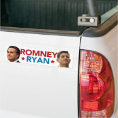 Romney Ryan Portrait Bumpersticker (Wit) (Op Truck)