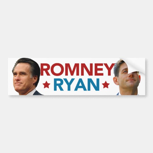 Romney Ryan Portrait Bumpersticker (Wit) (Voorkant)
