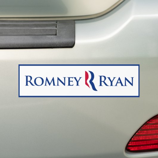 Romney Ryan R Logo Blue Border Bumpersticker (Op auto)
