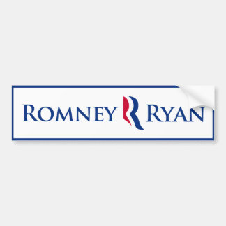 Romney Ryan R Logo Blue Border Bumpersticker