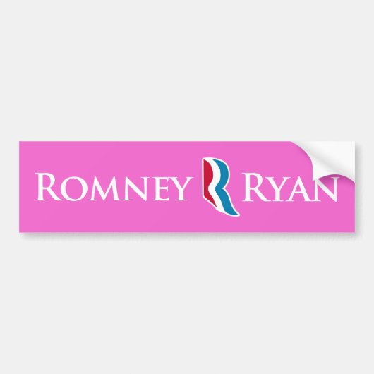 Romney Ryan R Logo Pink Background Bumpersticker (Voorkant)