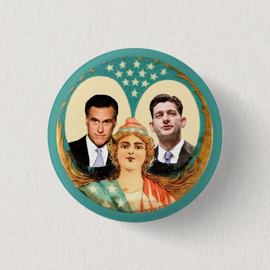 Romney Ryan Retro Ronde Button 3,2 Cm (Voorkant)