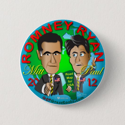 Romney Ryan USA Ronde Button 5,7 Cm (Voorkant)