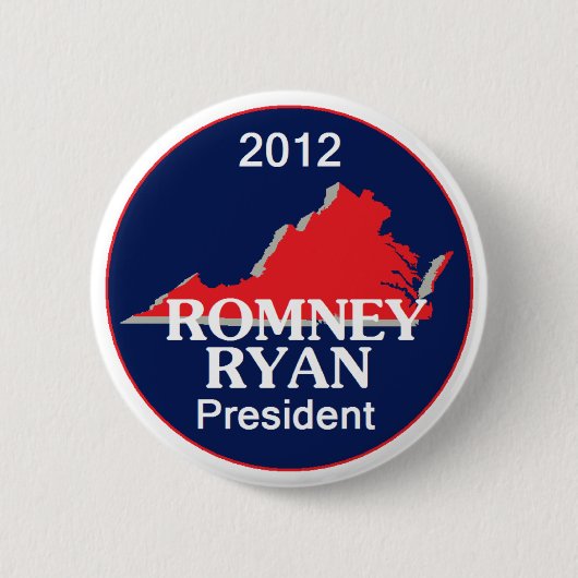 Romney Ryan VIRGINIA Ronde Button 5,7 Cm (Voorkant)