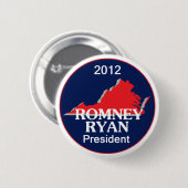 Romney Ryan VIRGINIA Ronde Button 5,7 Cm (Voorkant /achterkant)