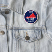 Romney Ryan VIRGINIA Ronde Button 5,7 Cm (In situ)