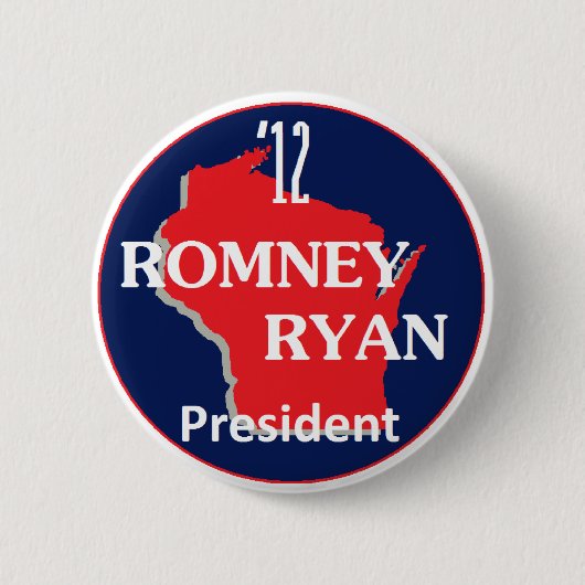 Romney Ryan WISCONSIN Ronde Button 5,7 Cm (Voorkant)