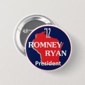 Romney Ryan WISCONSIN Ronde Button 5,7 Cm (Voorkant /achterkant)