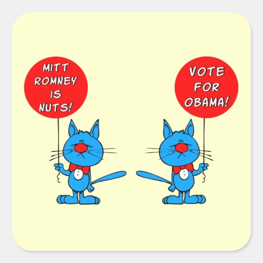 Romney stemt gek op Obama Vierkante Sticker (Voorkant)