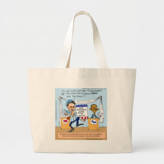 Romney Tries Zingers over Obama Funny Gifts & Kaar Grote Tote Bag (Voorkant)