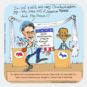 Romney Tries Zingers over Obama Funny Gifts & Kaar Vierkante Sticker