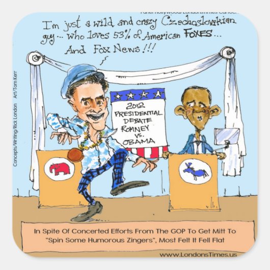 Romney Tries Zingers over Obama Funny Gifts & Kaar Vierkante Sticker (Voorkant)