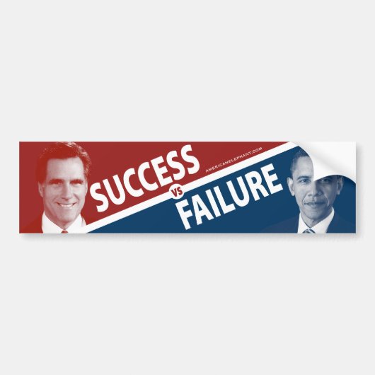 Romney Vs. Obama - Succesvol Vs. Mislukking Bumpersticker (Voorkant)