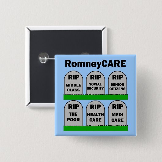 RomneyCARE Vierkante Button 5,1 Cm (Voorkant /achterkant)