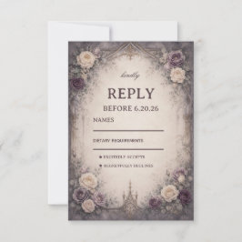 Romotische Gotische Bloemstijl RSVP Kaartje