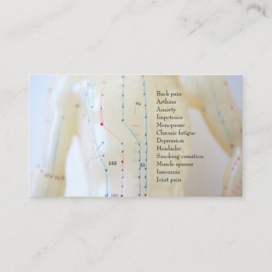romp en armen van acupunctieschaal visitekaartje (Achterkant)