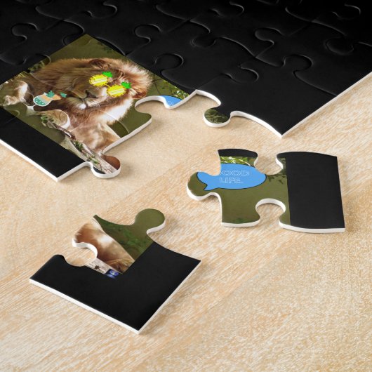 ROMPECABEZA GATO MANEJANDO BICICLETA EN EL BOSQUE. LEGPUZZEL (Zijkant)