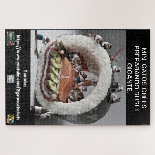 Rompecabeza MINI GATOS CHEFS PREPARANDO SUSHI. Legpuzzel (Horizontaal)