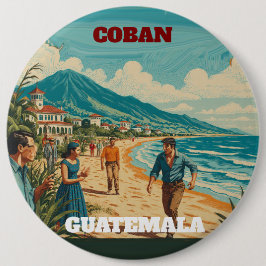 Rompecabezas  GUATEMALA COBAN Retro poster Ronde Button 6,0 Cm