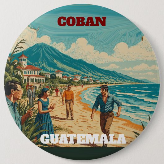 Rompecabezas  GUATEMALA COBAN Retro poster Ronde Button 6,0 Cm (Voorkant)