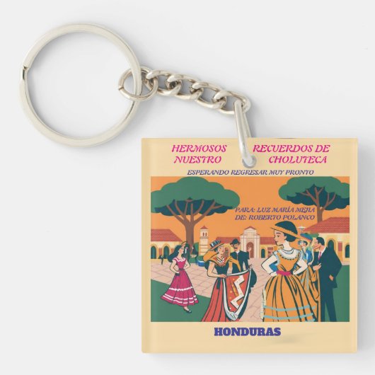 Rompecabezas Honduras CHOLUTECA Retro poster Sleutelhanger (Voorkant)