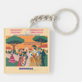 Rompecabezas Honduras CHOLUTECA Retro poster Sleutelhanger (Achterkant)