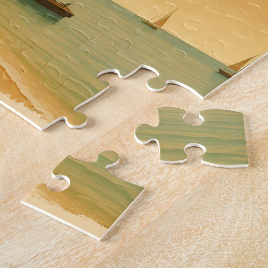 Rompecabezas  Honduras Playa Omoa Retro poster Legpuzzel (Zijkant)