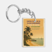 Rompecabezas Honduras Playa Omoa Retro poster Sleutelhanger (Voorkant Links)