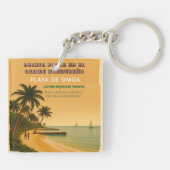 Rompecabezas Honduras Playa Omoa Retro poster Sleutelhanger (Achterkant)