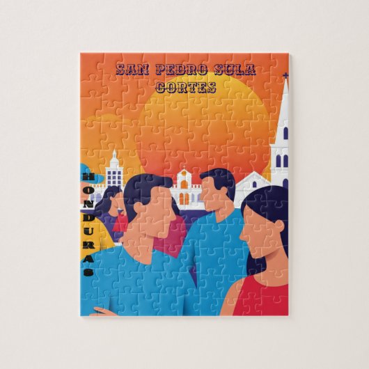 Rompecabezas Honduras San Pedro Sula Retro poster Legpuzzel (Verticaal)