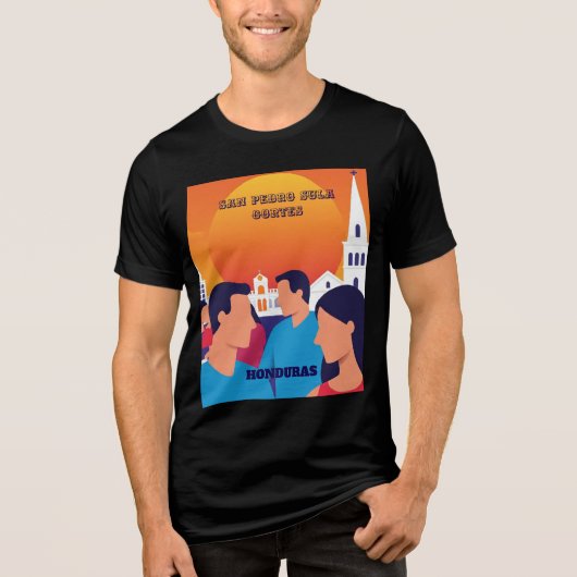 Rompecabezas  Honduras San Pedro Sula Retro poster Tri-Blend Shirt (Voorkant)