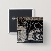Romulus en Remus Vierkante Button 5,1 Cm (Voorkant /achterkant)