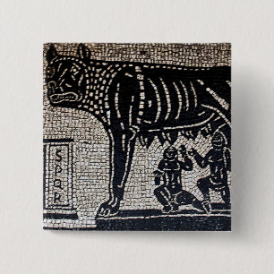 Romulus en Remus Vierkante Button 5,1 Cm