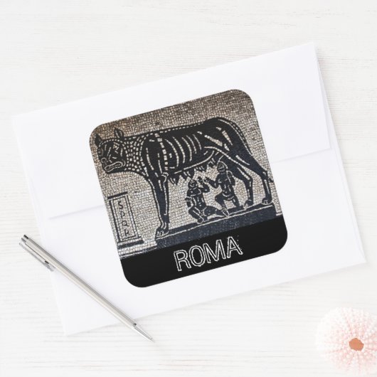 Romulus & Remus Vierkante Sticker (Envelop)