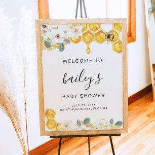 Romy - Floral Bumble bee Baby shower Welkom Poster