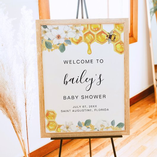 Romy - Floral Bumble bee Baby shower Welkom Poster
