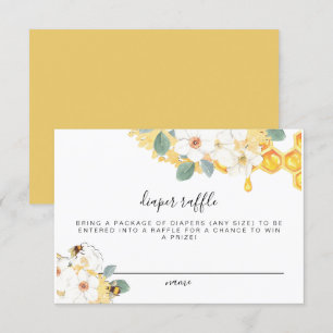 Romy - Floral Honey Bee Luier Raffle Ticket Kaart
