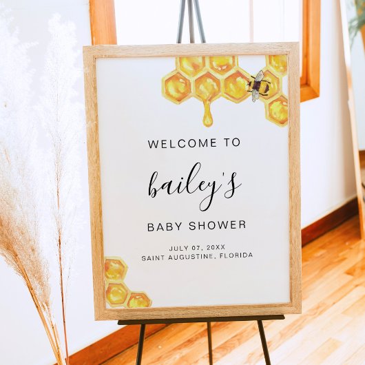 ROMY Honey Bumble Bee Baby shower Welkom Poster