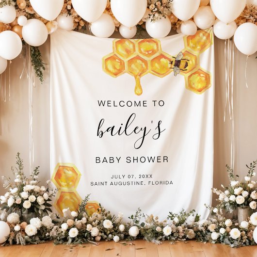 ROMY Honey Bumble Bee Rustic Baby shower Welkom Wandkleed
