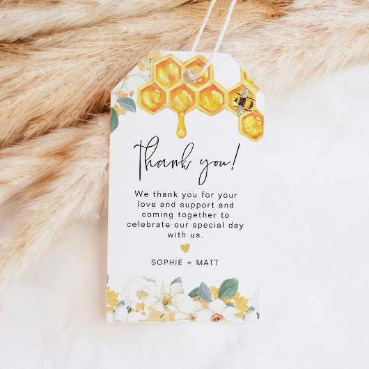 ROMY Rustic White Floral Honey Bumble Bee Cadeaulabel