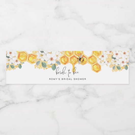 ROMY Rustic Witte Bloemrijke Honingbij Bruidsdouch Waterfles Etiket (Enkel label)