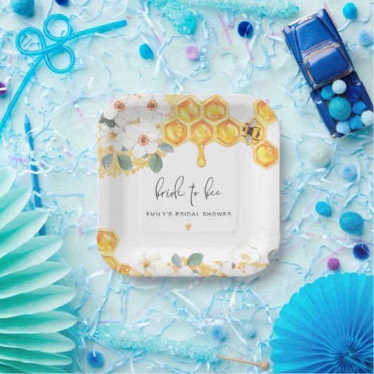 ROMY rustieke Bumble Bijen Bloemen Vrijgezellenfee Papieren Bordje (Feest)