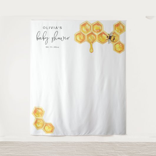ROMY Schattige Honing Bij Baby Shower Wandkleed (Voorkant)