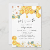 ROMY Zoet Als Bijenwit Bloemig Baby Shower Kaart (Voorkant)