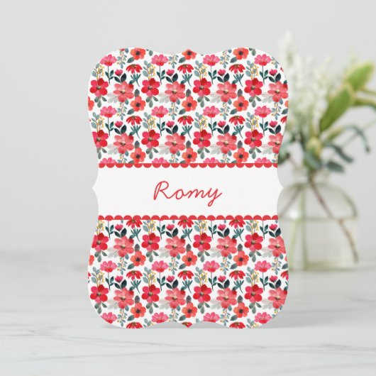 Romy's geboorte kaart (Staand voorkant)