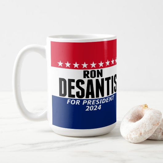 Ron Desantis 2024 classic blauw rood voor presiden Koffiemok (Met donut)