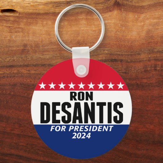 Ron Desantis 2024 classic blauw rood voor presiden Sleutelhanger (Voorkant)